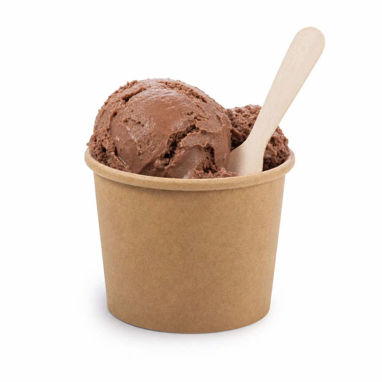 Kraft paper ice cream cups in stacked takeaway sizes, CupsPak ice cream cup range