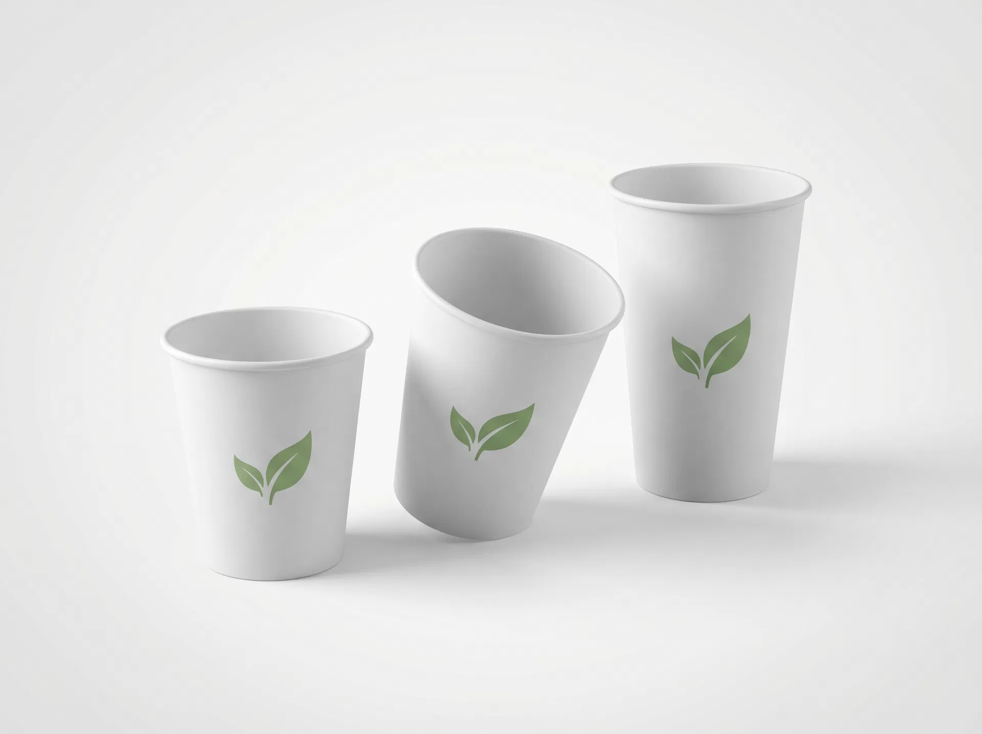 Single wall paper cups — white and kraft, 2oz to 24oz, custom printed