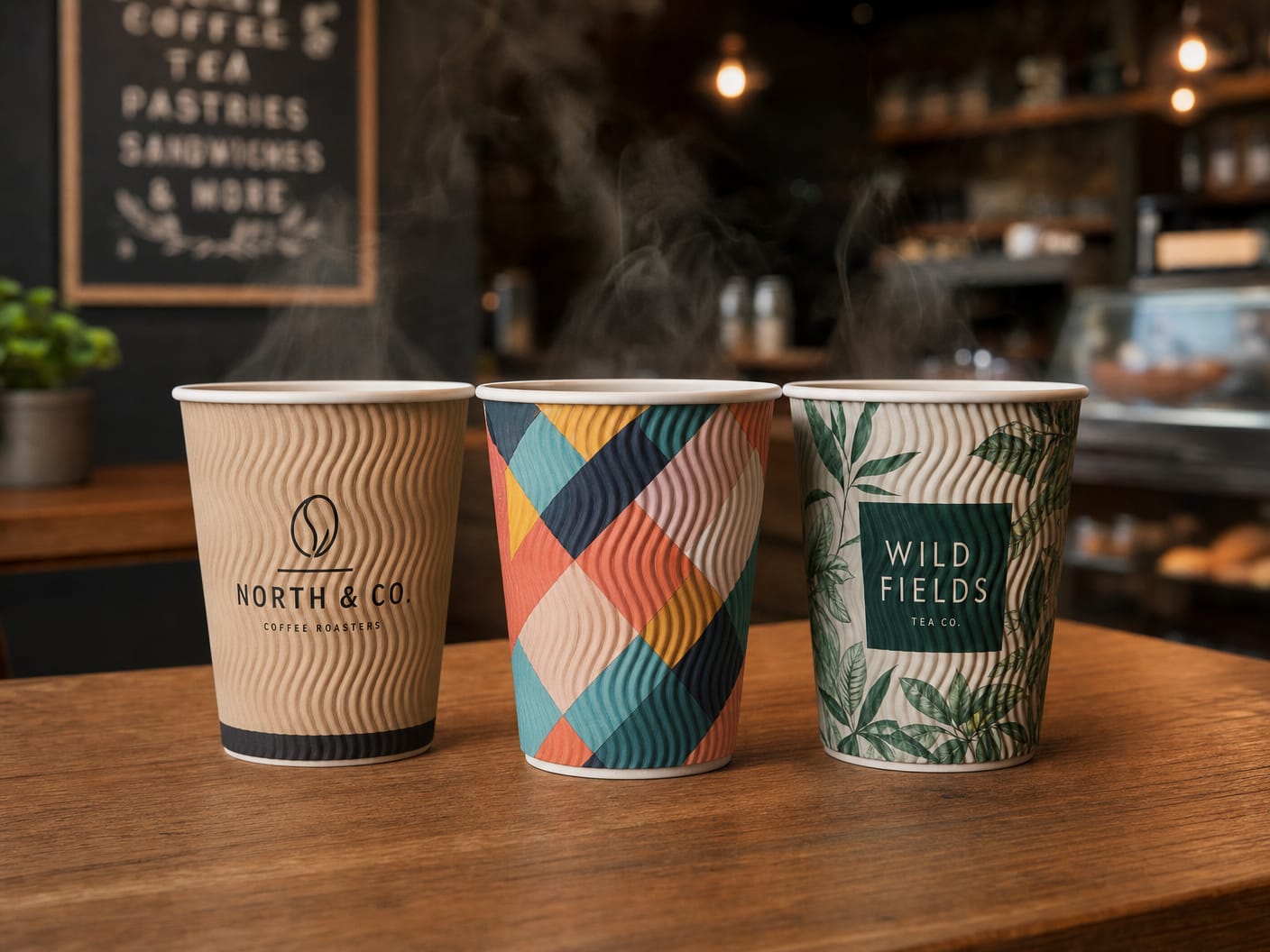 Custom printed ripple wall paper cups with brand logos — CupsPak