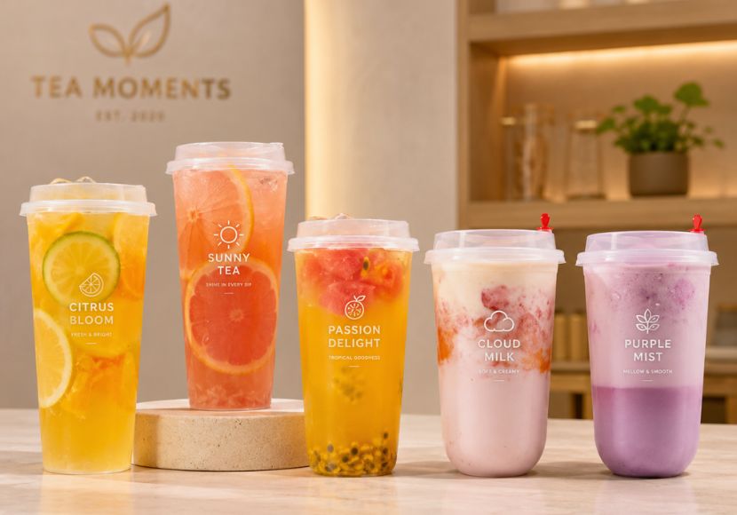 Custom offset-printed PP cups wholesale — screen-printed smoothie cups with brand logo, 90mm wide-mouth, 2-6 colors CMYK or Pantone, MOQ 10,000 pcs/size, CupsPak custom PP cup printing