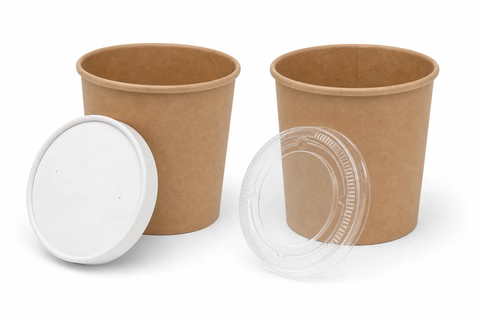 White paper lid and clear PP lid for paper soup containers